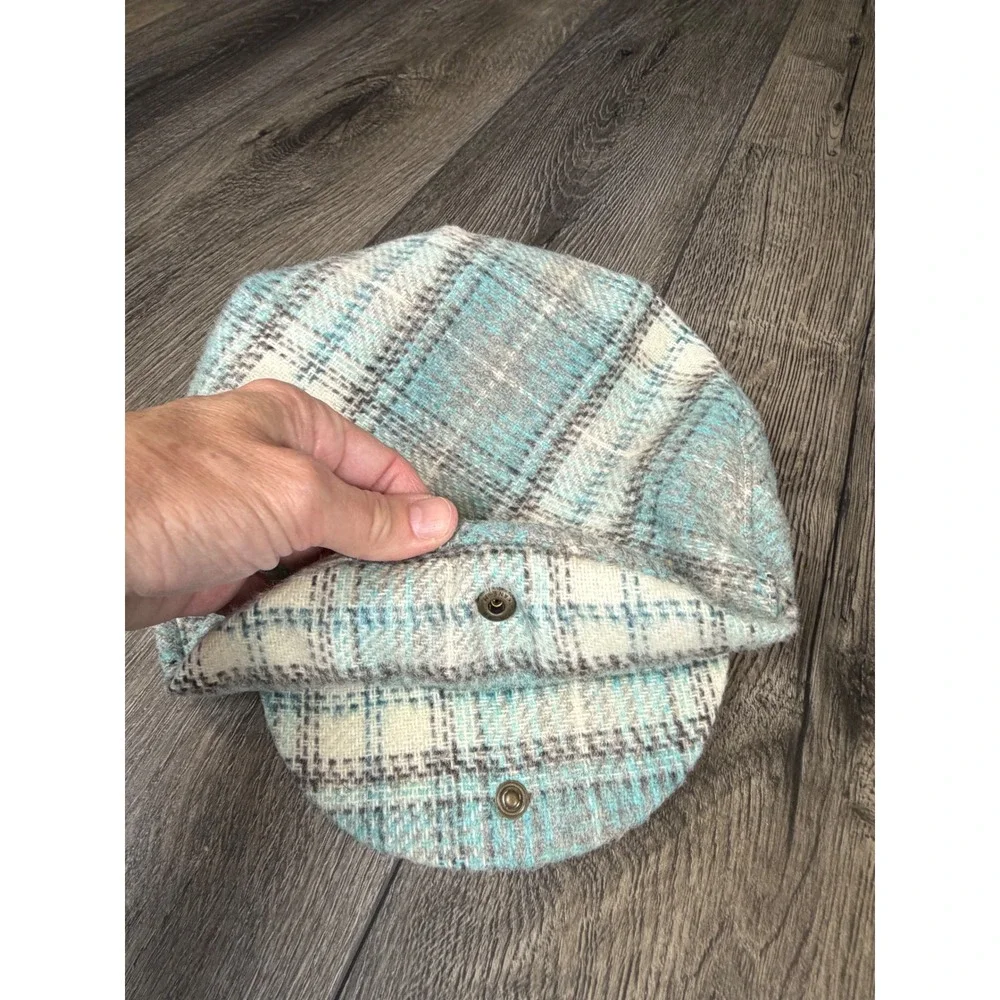 Banana Republic Plaid Wool Blend Newsboy Flat Cap Blue S/M Cabbie Ivy Hat